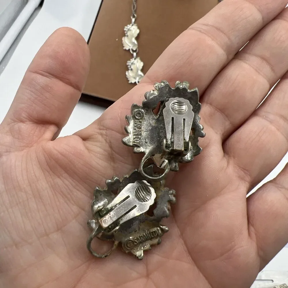 Vintage Necklace Earring Set Clip-On Sarah Coventry Whispering Leaves 1959 17